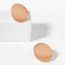 Romwe Plain Round Metal Stud Earrings