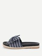Romwe Bow Design Striped Flat Sandals