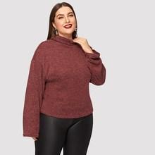 Romwe Plus High Neck Drop Shoulder Sweater