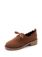 Romwe Scallop Edge Suede Oxford Shoes