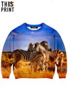 Romwe This Is Print Jungle Zebra Print Long-sleeved Sweatshirt