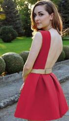 Romwe Sleeveless Backless Flare Red Dress