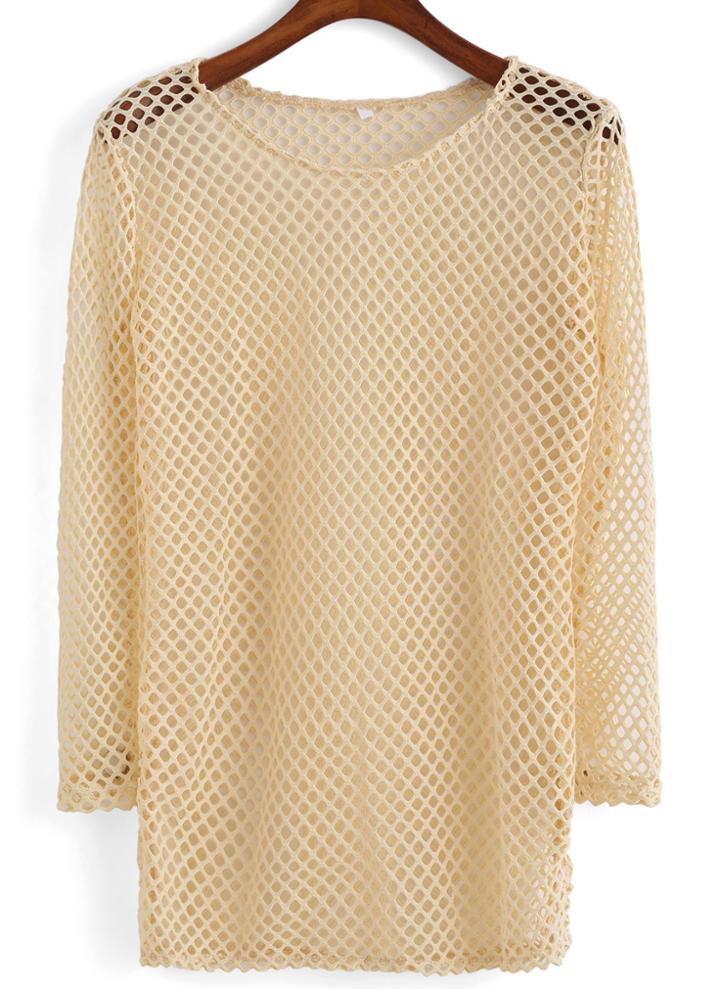 Romwe Round Neck Hollow Top
