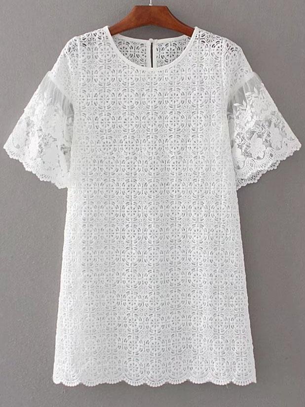 Romwe Lace Crochet Keyhole Back Dress