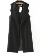 Romwe Women Lapel Long Vest With Pockets