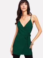 Romwe Double V Neck Longline Wrap Cami Top