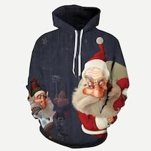 Romwe Men Christmas Santa Claus Print Hooded Sweatshirt