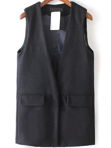 Romwe Slit Pockets Woolen Vest