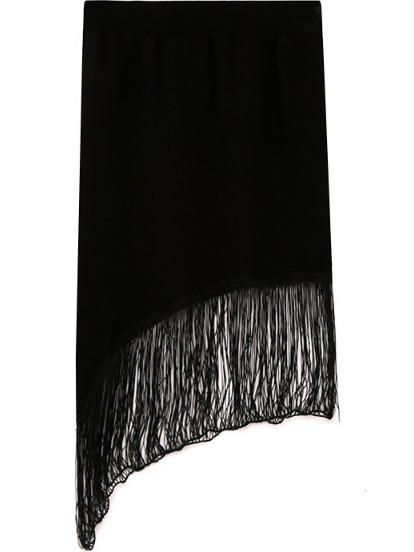 Romwe Tassel Oblique Hem Skirt