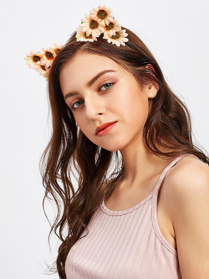 Romwe Flower Cat Ear Headband