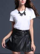 Romwe A-line Pu Skirt Shorts