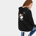 Romwe Letter And Panda Print Drawstring Hoodie