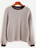 Romwe Contrast Trim Drop Shoulder Ribbed Sweater