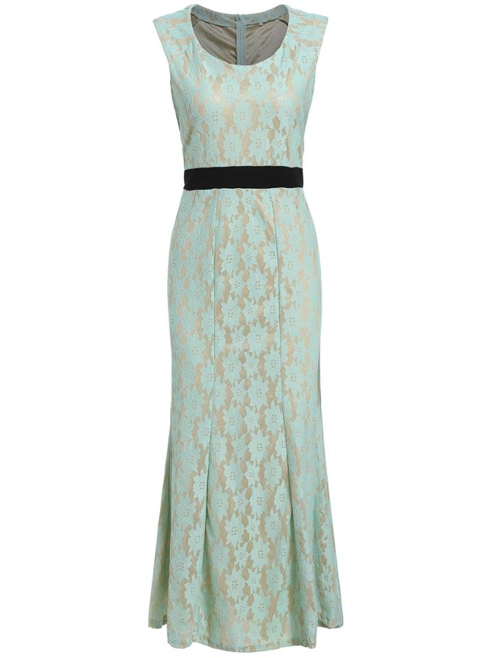 Romwe Sleeveless Lace Trumpet Dress