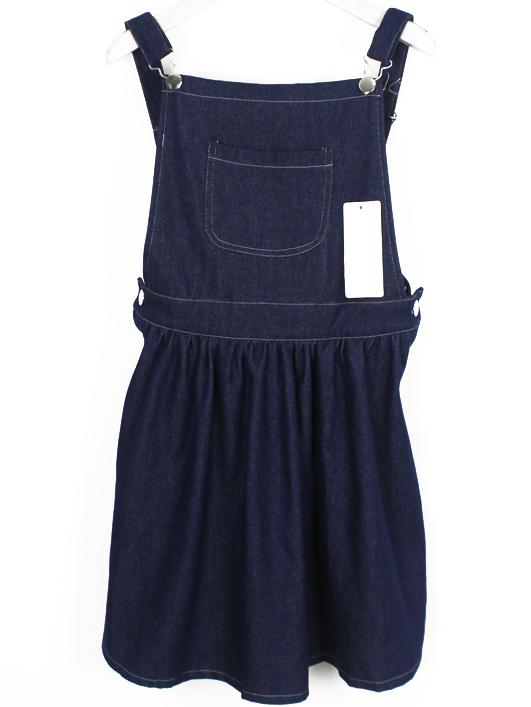 Romwe Strap With Pocket Denim Dress