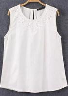 Romwe Round Neck Embroidered Hollow Vest