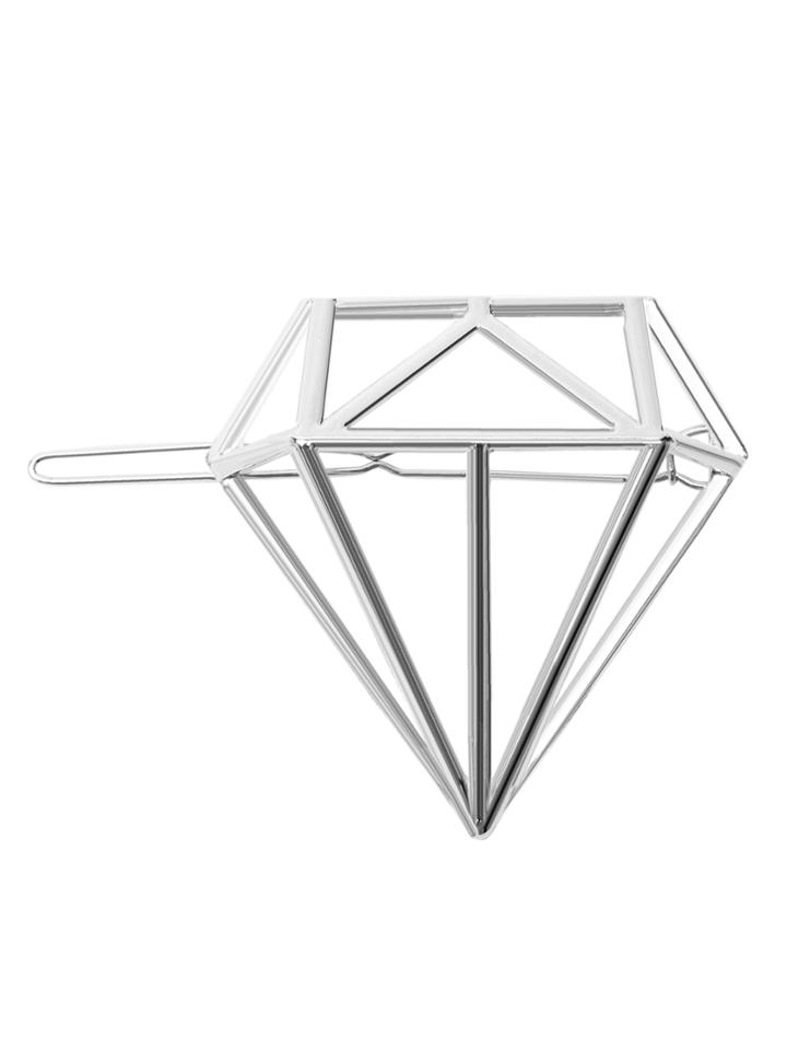 Romwe Silver Plated Diamond Openwork Hair Clip