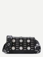 Romwe Studded And Grommet Decorated Crossbody Bag