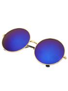 Romwe Blue Mirrored Lenses Retro Round Sunglasses