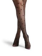 Romwe Black Polka Dot Pattern Sheer Mesh Pantyhose Stockings