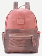 Romwe Pink Metallic Embellished Pu Backpack