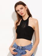 Romwe Halter Strappy Bandage Top