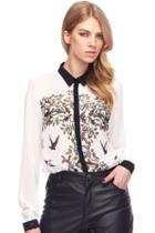 Romwe Romwe Retro Leiothrix Long Sleeves Shirt