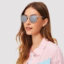 Romwe Transparent Frame Mirror Lens Sunglasses