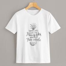 Romwe Pineapple And Letter Print Tee