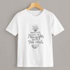 Romwe Pineapple And Letter Print Tee