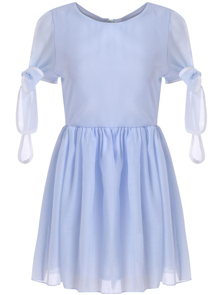 Romwe Short Sleeve With Bow Mesh Dress