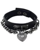 Romwe Heart Lock Pendat Pu Bracelet