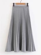 Romwe Plaid Pleated Midi Skirt