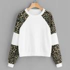 Romwe Contrast Leopard Print Sweatshirt