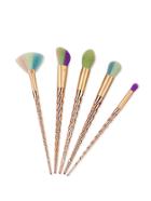 Romwe Gold Unicorn Design Makeup Brush Set