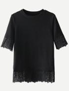 Romwe Lace Panel Tee