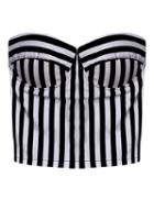 Romwe Strapless Vertical Stripe Tank Top