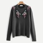 Romwe Rhinestone Beaded Solid Jumper