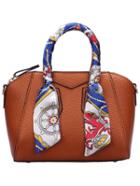 Romwe Brown Removable Strap Pu Bag With Scarf