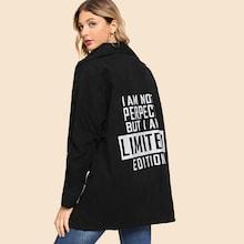 Romwe Letter Print Coat