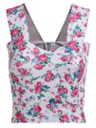 Romwe Straps With Zipper Florals Vest