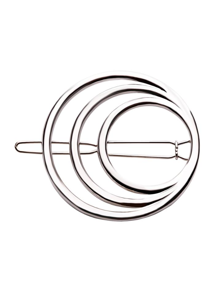 Romwe Silver Plated Hollow Out Circle Hair Clip