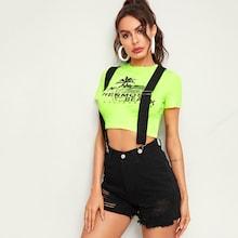 Romwe Ripped Raw Hem Denim Suspender Shorts