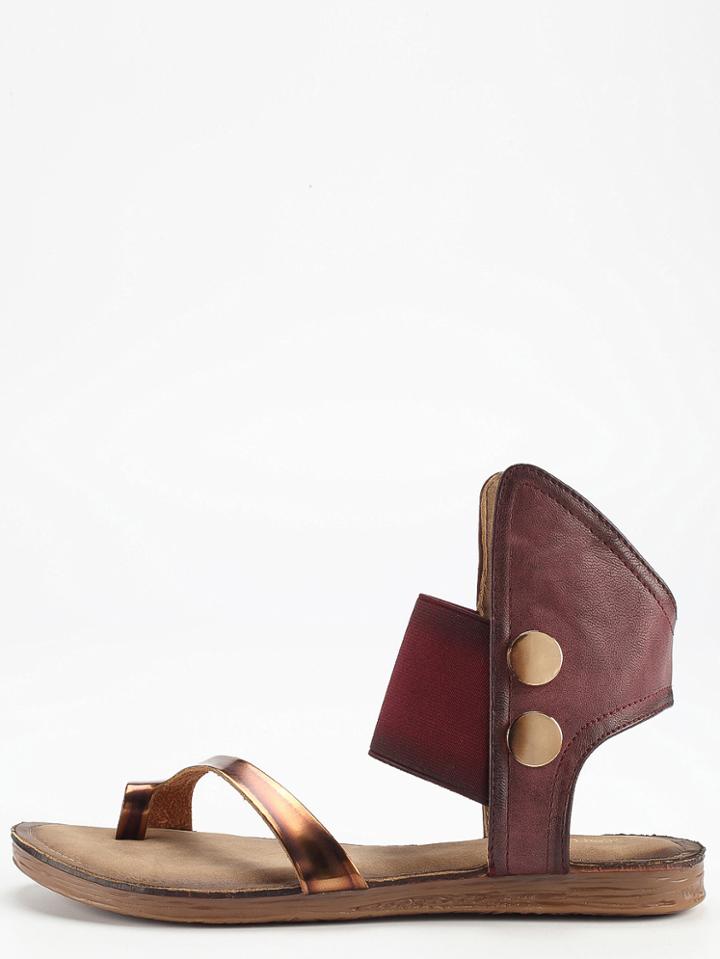 Romwe Maroon Flip Flat Sandals