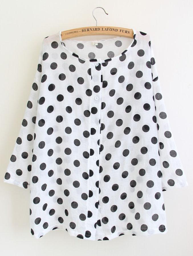 Romwe Polka Dot Loose Black Top