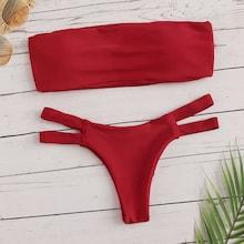 Romwe Bandeau Top With Cut-out Bikini