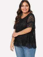 Romwe Round Neck Lace Blouse