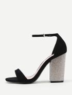 Romwe Block Heeled Two Part Sandals