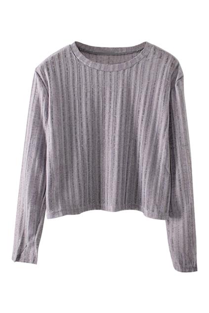 Romwe Grey Midriff T-shirt