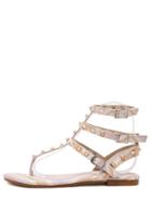 Romwe Pink Studded Strappy Sandals